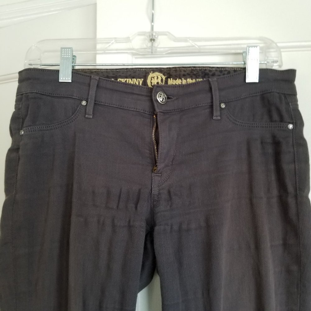 Rich & Skinny Gray Stretch Jeans with Ankle Zips